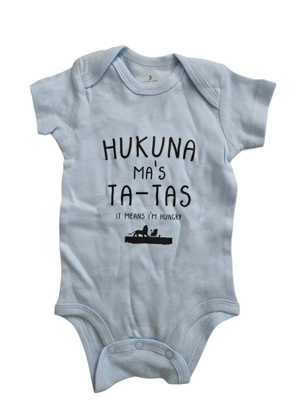 Light Blue "Hakuna Ma's Ta-Tas" Baby One-Piece Bodysuit - NWOT - Size 3 M